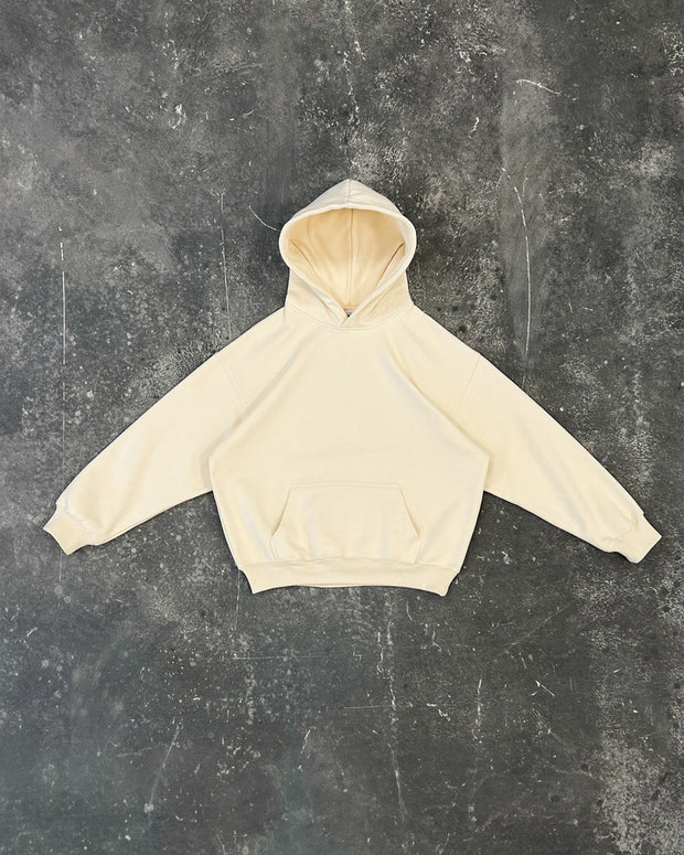 Unique Washed Street Style Hoodie-Beige