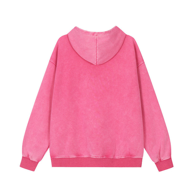 Street Loose Washed Hoodie-Pink